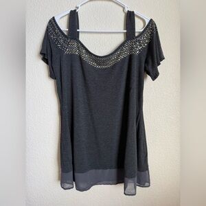 Belldini Charcoal Top with Silver/Gold Accents